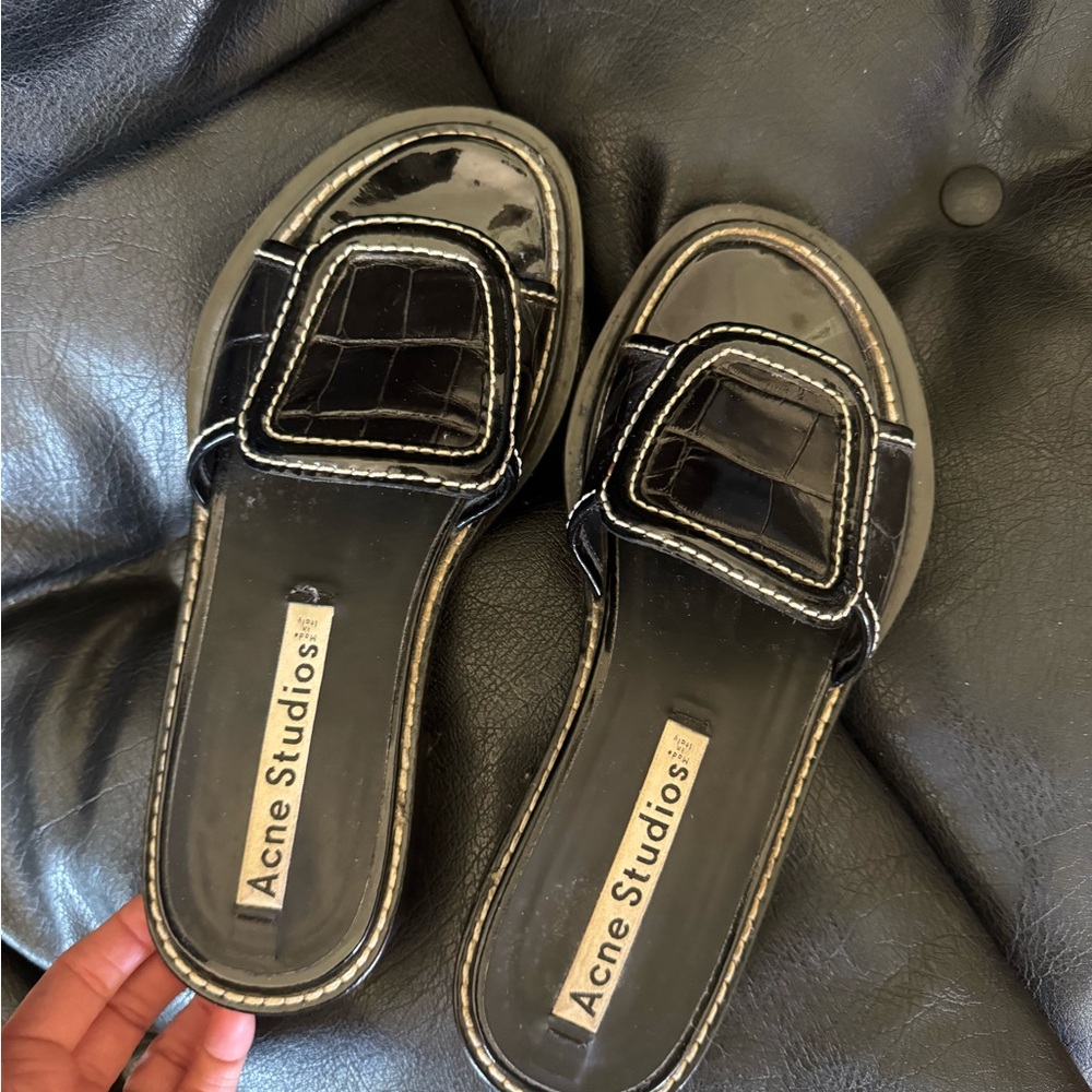 Acne Black Mules Sleek Leather Design